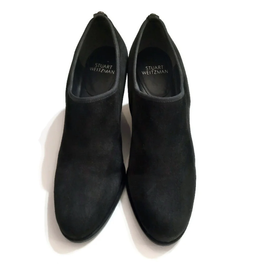 STUART WEITZMAN Hidden Wedge Bootie Stretch Suede Ankle Boot Heeled 9.5 N - Picture 3 of 12
